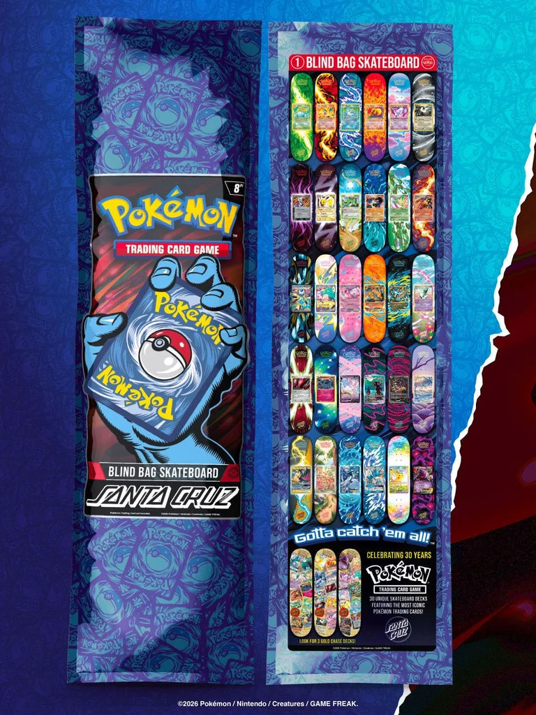Santa Cruz x Pokémon TCG blind bag skateboard deck